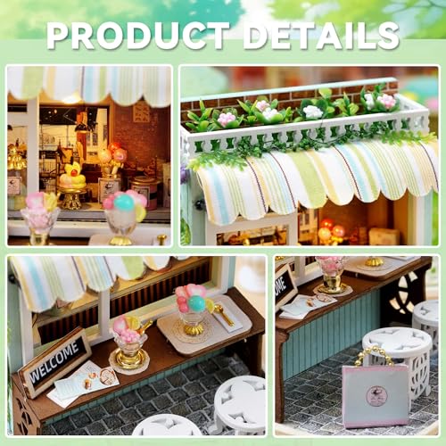 Flever Dollhouse Miniature DIY House Kit Creative Room with Furniture for Romantic Artwork Gift (Dessert Time) - color: Dessert Time