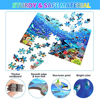 Puzzles for Kids Ages 4-8 6-8 8-10 Year Old - Underwater Scene - 100 Pieces Jigsaw Puzzle for Kids Learning Educational Puzzles for Boys Girls (with Sturdy Box) - color: Underwater Scene