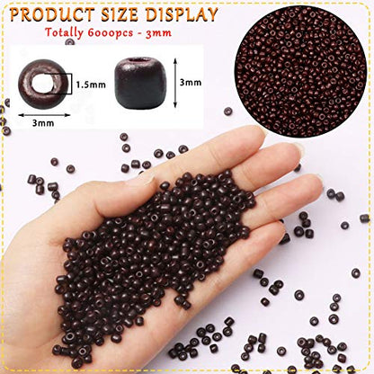 5000pcs Brownish Black Glass Seed Beads Bulk, Small Tiny Waist Spacer Beads for Bracelet, Necklace Jewelry Making, DIY Craft Projects(3mm 8/0) - color: Brownish Black, size: 3mm