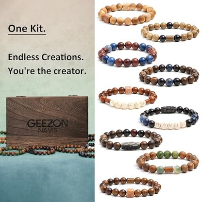Geezon Navis DIY Bracelet Making Kit Natural Wooden Stone Beads Gift Craft