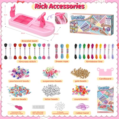 Cmiolacuna Friendship Bracelet Making Kit for Girls Ages 8-12 Loom Maker - color: Dark Pink
