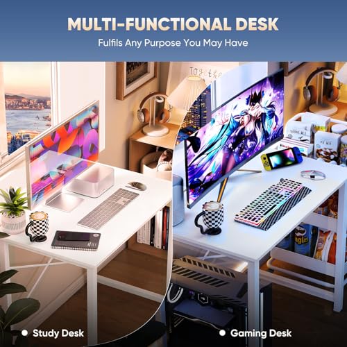 DUMOS 32 Inch Small Computer Desk, Gaming Desks for Home Office Bedroom - color: Modern White, size: 32 Inch