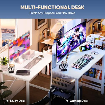DUMOS 32 Inch Small Computer Desk, Gaming Desks for Home Office Bedroom - color: Wood White, size: 32 Inches