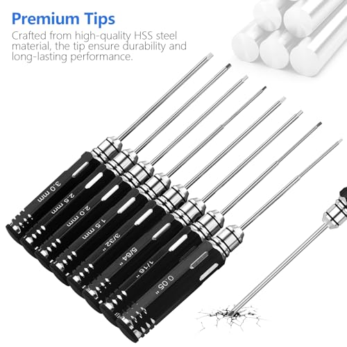 RC Tool Kit,Hex Screwdriver w/3/23",5/64",1/16",0.05",1.5/2.0/2.5/3.0mm - color: Black