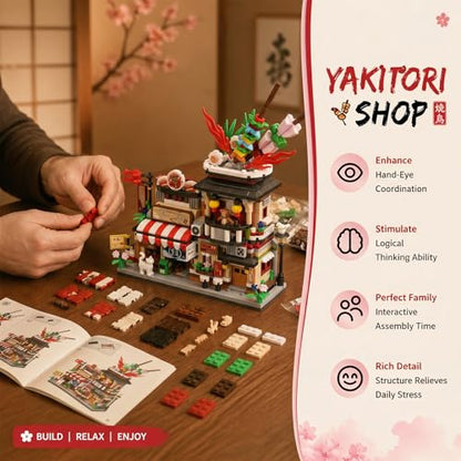 JYLWSMHMU Japanese Yakitori House Building Blocks Set Mini Street View Izakaya Construction Kit Unique Collectible Display Model and Creative Gift Idea - color: Japanese Yakitori House