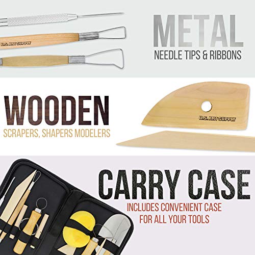 U.S. Art Supply Pottery & Clay Tools Set (12-Piece) - size: 12-Piece with Nylon Case