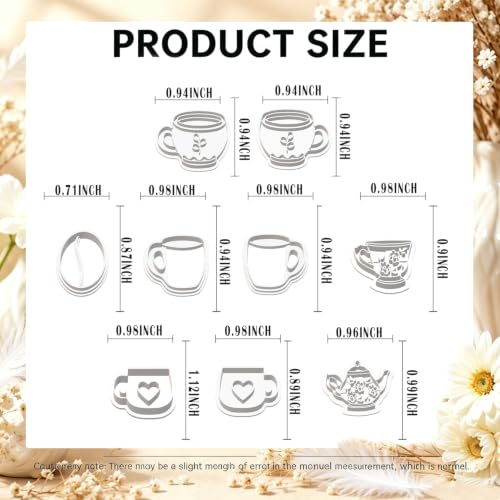 9Pcs Tea Coffee Clay Cutters for Polymer Clay Earrings - color: Cup