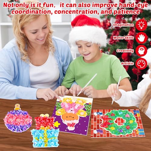 Lonfliness 8 Pcs Christmas Poke in Craft Kits for Kids Mess Free DIY Art - style: Christmas