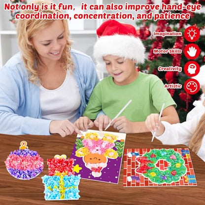 Lonfliness 8 Pcs Christmas Poke in Craft Kits for Kids Mess Free DIY Art - style: Christmas
