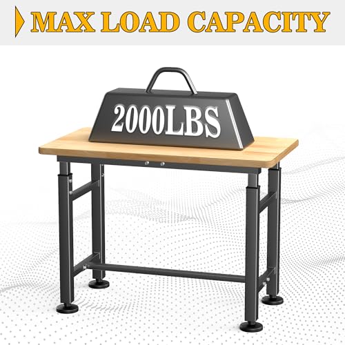 Ultrawall Freestanding Workbench for Garage, Adjustable Height Work Table - size: 42 x 20 inch
