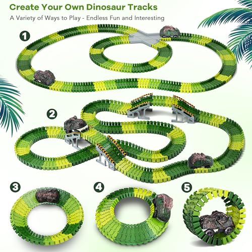 Dinosaur Toys, Create A Dinosaur World Road Race, Dinosaur Track Toys - color: Green