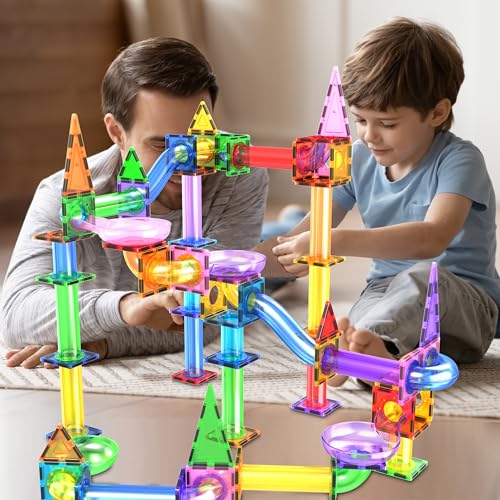 PicassoTiles 150pc Magnetic Marble Run Track Set STEM Construction Toy with Slides Ramps and Tubes Educational Magnet Tile Building Kit Kids Age 3 Plus Learning Gift for Boys Girls Preschool PTG150 - color: Marble Run 150 Pcs