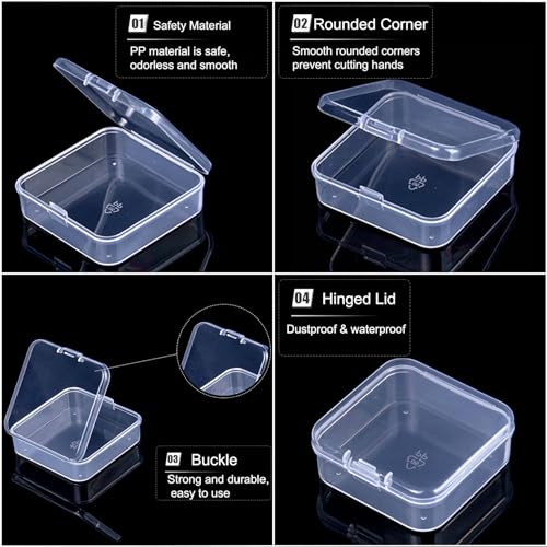 Bead Organizer Box, 90pcs Small Clear Plastic Storage Containers, Craft Storage Box Features Hinged Lid and Labels, Mini Boxes for Bracelets, Jewelry, Diamonds, Clay Beads, Screws, Seeds, Small Parts - size: 3 Pack 90 Pcs