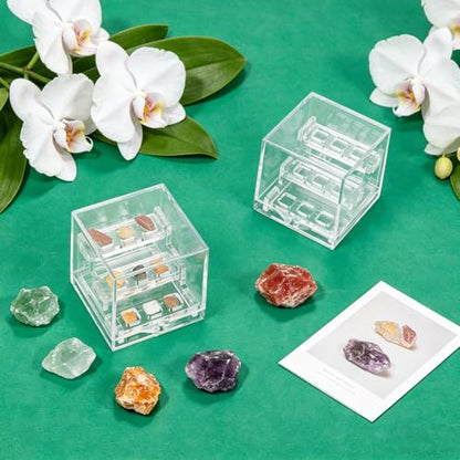 BENECREAT 2 Sets 3 Tier Acrylic Display Case, 2x2.3x2inch Mini Collectibles Showcase for Action Figures Mineral Stones Plant Specimen Display - color: Clear, size: 2x2.3x2 Inch