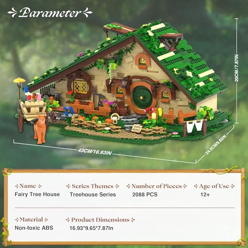Medieval Fantasy A-Frame Cabin Building Blocks Set, 2088Pcs Architecture Tree House Building Set with Interior and Garden, Creative Construction Gift for Adults, Perfect Holiday and Birthday Gift