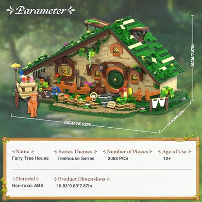 Medieval Fantasy A-Frame Cabin Building Blocks Set, 2088Pcs Architecture Tree House Building Set with Interior and Garden, Creative Construction Gift for Adults, Perfect Holiday and Birthday Gift