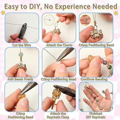 Kasmena 750+ Pcs DIY Bag Charm & Keychain Making Kit with Beads and Charms - size: 750+ PCS