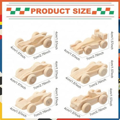 Lenwen 60 Pcs Wooden DIY Car Toys for Party Unfinished Wooden Cars, Wood Truck Wood Graffiti Toy Truck and Crafts DIY for Students Girls Boys Activities Craft Projects Woodworking
