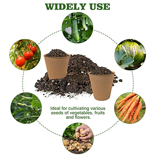 INCIKITI 40Pcs 3.15 Inch Peat Pots, Biodegradable Eco-Friendly Round Plant Seedling Starters Kit, Seed Germination Trays with 10 Labels for Flower Vegetable Tomato Saplings & Herb Germination, Khaki - size: 40 Pack