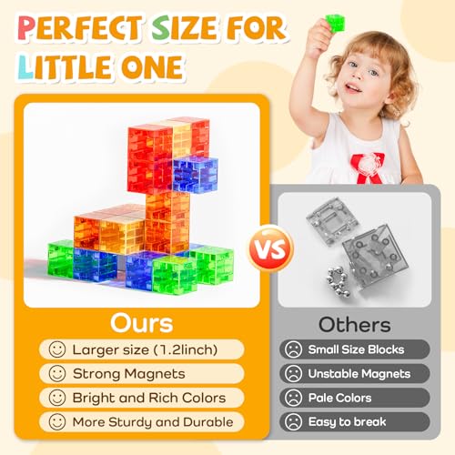 56PCS Transparent Magnetic Blocks for Kids Ages 3-5 Year Old Boys and Girls - style: Transparent Magnetic Blocks