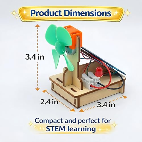 Solar Fan Wind Generator STEM Kit for Kids 8-12, Solar Power LED Experiment