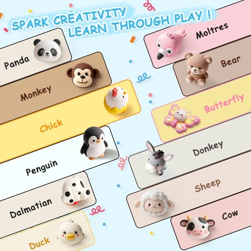 CLYMENE Air Dry Clay Kit for Kids, 12 Animals Modeling Clay with Accessory