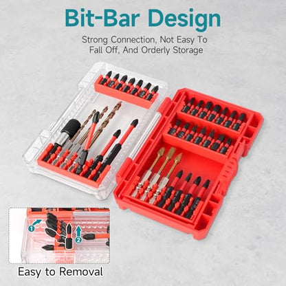 35Pcs Impact Drill and Driver Bit Set with a Storage Case - style: 28 Screwdriver Bits, 3 Drill Bits, 3 Burrs,1 Change Chuck