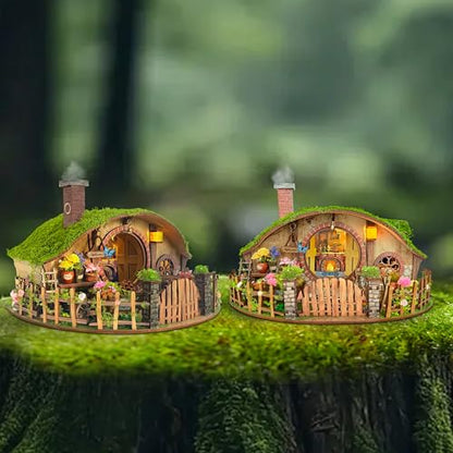 DIY Miniature House Kit - Mini House Enchanting Forest Building Kit with LED, Wooden 3D Puzzles Blind Box Design, Dollhouse Kit Gift for Adults Teen - The Magic Ring House (SQ-59) - color: The Magic Ring House