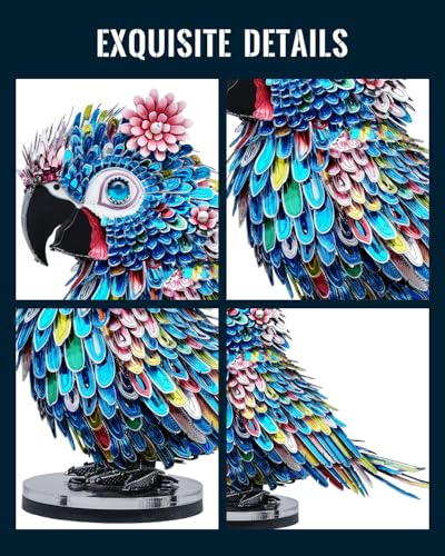 Piececool 3D Metal Puzzles for Adults Parrot Model Building Kits DIY Assembly Brain Teaser Puzzle, Best Gifts & Desk Decor
