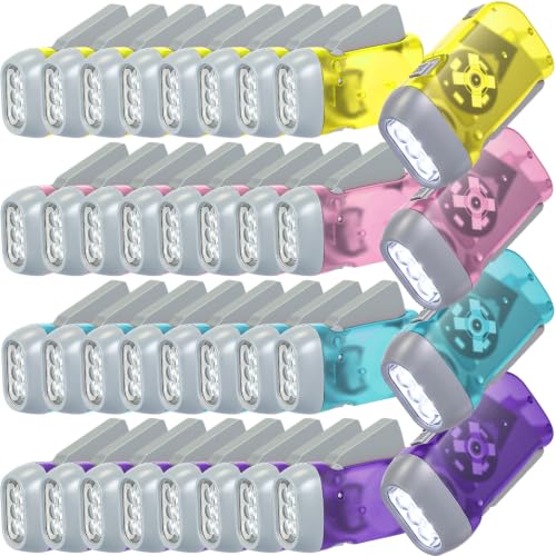 Treela 36 Hand Crank Flashlights,Purple,Light Blue,Yellow,Pink - color: purple, light blue, yellow, pink