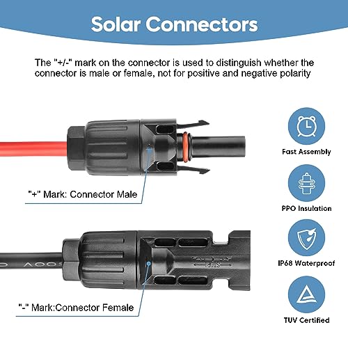 10AWG Solar Panel to Anderson Connector Adapter Extension Cable,10FT - size: 10FT