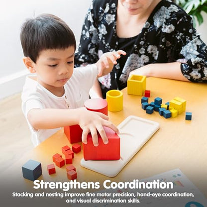 PlanToys® Nesting Puzzle Wooden Toy Set for Kids Ages 3+ Montessori Gift - color: Nesting Puzzle