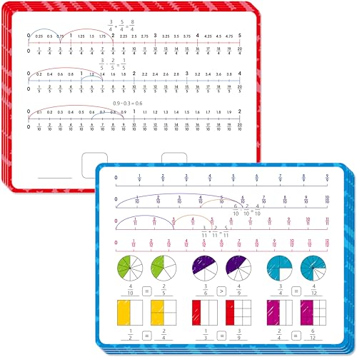 8 Packs Fraction Manipulative Whiteboards, Double-Sided Dry-Erase Number Line Bars, Writable and Erasable Math Learning White Board for Kids, 4th-8th Grade Students, Classroom, Home (12” x 9”) - color: Fraction Manipulative Whiteboards