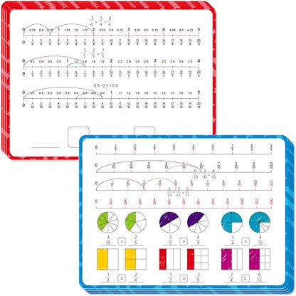 8 Packs Fraction Manipulative Whiteboards, Double-Sided Dry-Erase Number Line Bars, Writable and Erasable Math Learning White Board for Kids, 4th-8th Grade Students, Classroom, Home (12” x 9”) - color: Fraction Manipulative Whiteboards