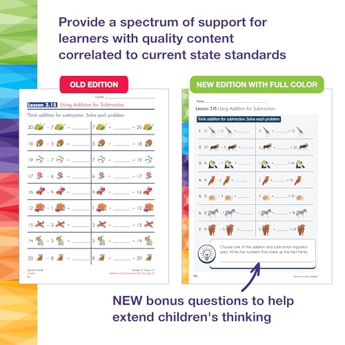 Spectrum 1st Grade Math Workbook, Mathematics Activity Book for Kids Ages 6-7, Addition, Subtraction, Place Value, Shapes, and More, Classroom or Homeschool Curriculum