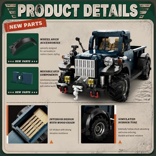 Retro 1:16 Semi Truck Model Kit for Adults 1199pcs - style: Retro 1:16 Semi Truck