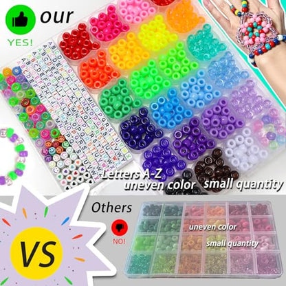 YMSDZHL 1000PCS Neon Kandi Pony Beads Letter Bead Bracelet Making Kit - size: 1000PCS