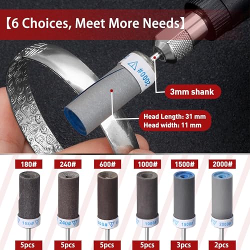 Sanding Drum Sanding Sticks Fit Dremel Rotary Tool,25PCS 1/8" Shank,180/240/600/1000/1500/2000 Grits Different Meet More Needs for Metal Rust Removal/Stone Grinding/Jade Polishing - size: Mixed 1