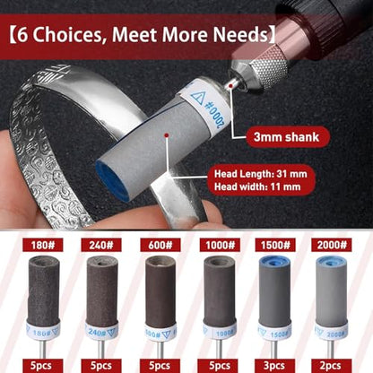 Sanding Drum Sanding Sticks Fit Dremel Rotary Tool,25PCS 1/8" Shank,180/240/600/1000/1500/2000 Grits Different Meet More Needs for Metal Rust Removal/Stone Grinding/Jade Polishing - size: Mixed 1