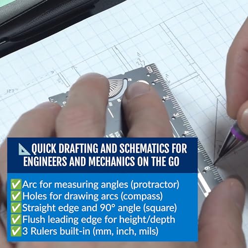The Authentic Pocket Engineer: Small 3 Inch Metal Engineering Ruler Tool
