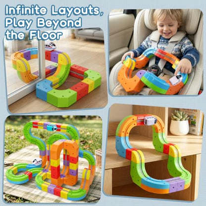 SOCBTNSO 88 PCS KlickRail 3D Modular Electric Train Set for Kid 3-8 - size: 88PCS