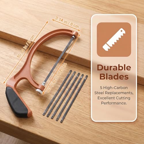 Angoily Hand Saw, Hacksaw with 5 Blade Replacement, Children Mini Table Saw for Wood Cutting, Kids Handsaw Hobby Hacksaw for Tree Trimming,PVC Pipes, DIY Woodworking Crafts