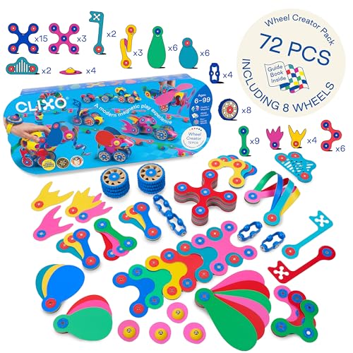 Clixo Wheel Creator Pack, Flexible Vehicle STEAM Magnetic Toys (72 Pc, 4+) - size: 72 Piece Pack