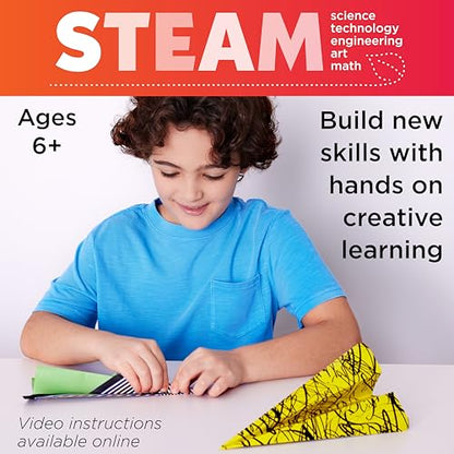 Creativity for Kids Stunt Squadron Fold & Launch Paper Airplanes: Create 80 Paper Airplanes, STEM Science Kit for Kids, Airplane Craft Kit for Kids, Gifts and Toys for Boys (Ages 6+) - style: Large Kit - 80 Airplanes