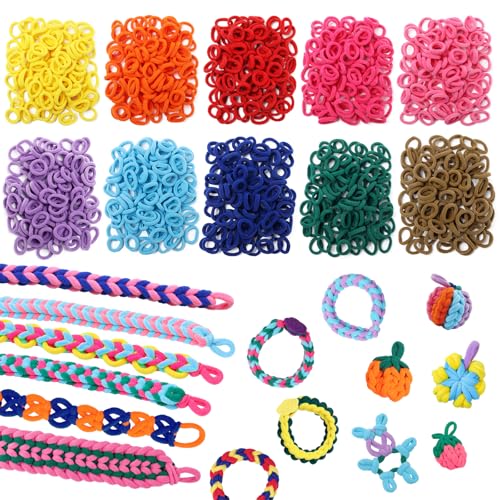DDAI Bracelet Making Toys Refill Loops Elastic Cloth Band - Arts and Crafts Kit for Kids Weaving Loom Bracelets Kit 1000+ Colorful Fabric Loops - Birthday Gift for Girls Boys 6 7 8-12 Years Old - color: multicolored-refill loops