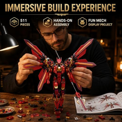 Red Mech Robot Building Block Set for Mecha Fans 511 Pcs - style: Red Robot