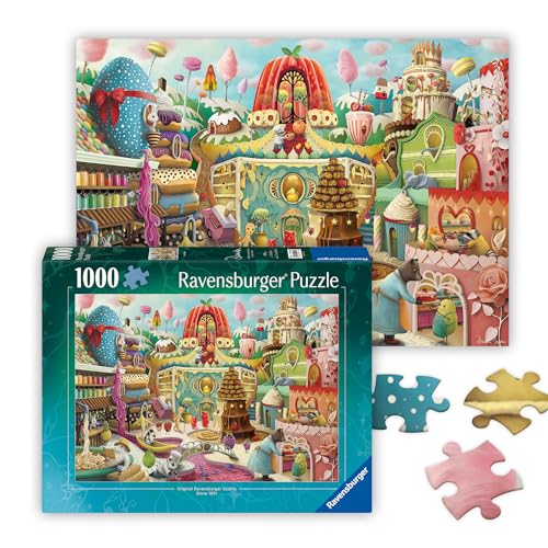 Ravensburger - Sweet Street - 1000 Piece Jigsaw Puzzle - Bold, Bright, Charming Animals and Incredible Treats - Enticing Imagery - Frameable - Premium Quality - Puzzles for Adults