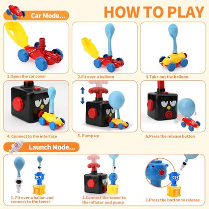 Balloon Launcher Car Toy Set, Balloon Powered Car for Kids 3+, Party Supplies, Blackbird