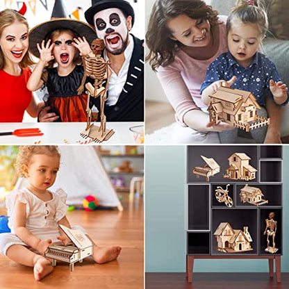 calary 3D Wooden Puzzle Simulation Animal Dinosaur Assembly DIY Model Toy for Kids and Adults,Set of 6 - style: D-House Assembly