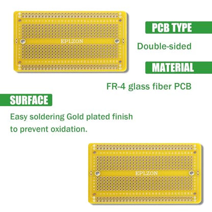 10 Pcs Solderable Breadboard PCB Board Gold-Plated Solder Breadboard for DIY Electronics Projects Apply to Soldering Projects 3.5"x2.05" (Yellow) - color: Yellow